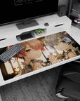 Large 40x20 inches mouse pad featuring Rem and Ram design, with soft lighting and delicate expressions for a calming and stylish anime effect.