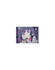 Classic anime girl mouse pad 14x10 inches with violet twin-tails, sailor collar, red ribbon, Japanese text.