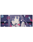 32x12 inches anime girl mouse pad with violet twin-tails, sailor collar, red ribbon, and Japanese text.
