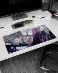 Modern 32x16 inches mouse pad with Zero Two from Darling in the Franxx, showcasing her serene expression and creative digital fusion.