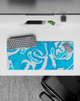 28x12 inches mouse pad with abstract blue swirling designs, bringing dynamic motion and bold color to your workspace.