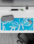 32x12 inches mouse pad with vibrant blue swirling designs, mimicking fluid motion and adding dynamic energy to your desk setup.