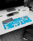 Artistic 32x12 inches mouse pad showcasing abstract liquid blue flow, ideal for fans of bold colors and modern aesthetics in their workspace.