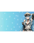 Mouse pad featuring Esdeath design, 40x20 inches, with a frosty blue gradient and delicate snowflakes for an elegant, icy anime aesthetic.