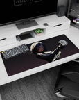Alita: Battle Angel staring forward, blade angled, ready-to-strike on desk pad 36x16 inches.