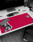 Strong and sleek 40x20 anime desk mat featuring Mikasa Ackerman in her Survey Corps gear, blending elegance and strength in a deep crimson design