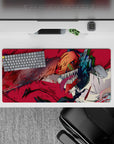 32x16 inches mouse pad with Chainsaw Man, monstrous grin, and blood-drenched chainsaw for a high-energy, action-packed design.
