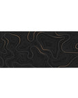 Golden topographic dreams desk pad featuring elegant gold lines on a deep black background, 36x16 inches, perfect for a stylish and refined desk setup.