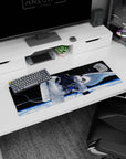 32x12 inches anime mouse pad featuring a winged silver-haired girl facing a helmeted astronaut in space.