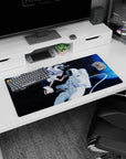 32x16 inches desk mat showing silver-haired anime girl reaching toward a white-suited astronaut with a looping tether.