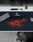 40x20 inches mouse pad with Colossal Titan, Eren Yeager, and Wall Maria destruction for a cinematic atmosphere with intense colors.