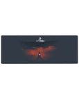 Compact 32x12 inches mouse pad with Colossal Titan and Eren Yeager, facing destruction of Wall Maria in fiery reds and dark blues.