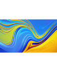 Desk pad featuring swirling liquid patterns of vivid blue and golden yellow, 40x20 inches, perfect for bringing dynamic energy and bold colors to your workspace.