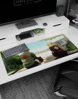 Anime desk pad 36x16 inches featuring Shikamaru and Temari from Naruto in a peaceful, nostalgic scene under the trees.