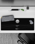 32x12 inches mouse pad with sleek monochrome rippling waves under a glowing moon, perfect for a calm and stylish desk setup.
