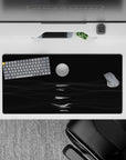 32x16 inches mouse pad with rippling waves under a glowing moon in monochrome tones, ideal for creating a serene and stylish workspace.