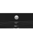 Moonlit wave horizon desk pad featuring rippling waves under a glowing moon in black and white, 36x16 inches, perfect for adding serene elegance to your desk.