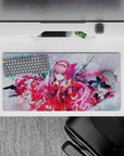 Bold 32x16 desk mat combines Zero Two's allure with sleek colorful design for impactful visuals