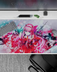 Dynamic 40x20 desk pad showcases Zero Two's energy and allure with artistic flair for fans