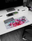 Dynamic Zero Two artwork on 28x12 desk mat perfect for celebrating her iconic and colorful presence