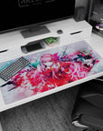 Artistic Zero Two design on 40x20 desk mat perfect for adding colorful and unique workspace energy