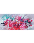 Zero Two desk mat 36x16 with vibrant colors for immersive anime-inspired decor and setups