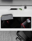 32x12 inches mouse pad with sleek geometric patterns and red accents, perfect for bringing cutting-edge style and intensity to your workspace.