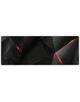 Compact 32x12 inches mouse pad featuring sharp polygon shapes in dark tones with crimson highlights, ideal for adding bold, modern energy to smaller desks.
