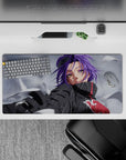 Piercing gaze and origami design on 32x16 mouse pad for fans of Konan's mystique and strength