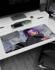 Rain-soaked Konan artwork on 36x16 desk pad ideal for fans of Naruto's mysterious Akatsuki member
