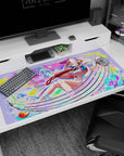 Large 40x20 inches desk pad featuring Uta from One Piece, bringing her vibrant musical energy and colorful design to your workspace.