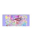 Mouse pad featuring Uta from One Piece, 28x12 inches, surrounded by rainbow lights and rhythmic waves, capturing her musical essence.