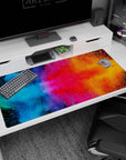 Large 40x20 inches mousepad featuring chaotic bursts of cosmic colors, bringing dynamic energy and creativity to your workspace.