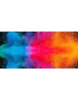 Cosmic Color Burst desk pad featuring vibrant explosions of blue, pink, and orange, 36x16 inches, perfect for adding bold, colorful inspiration to your desk.