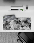 28x12 inches mouse pad with abstract monochrome swirl patterns, blending hypnotic design with sleek sophistication for your desk.