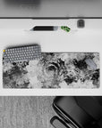 32x12 inches mouse pad with hypnotic black-and-white patterns, blending modern elegance with abstract chaos in your workspace.