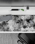 36x16 inches desk pad with flowing monochrome swirl designs, blending abstract chaos with sleek sophistication for your workspace.
