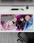 Sword Art Online mouse pad 32x16 inches featuring Kirito, Asuna, Alice, Eugeo, and Yuuki in a dynamic battle scene.