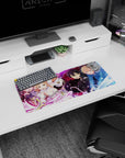 Sword Art Online anime mouse pad 28x12 inches featuring Kirito, Asuna, Alice, Eugeo, and Yuuki in dynamic battle scene.