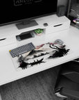 Dynamic Serenity Blossom artwork on 28x12 desk mat perfect for celebrating peaceful Japanese aesthetics