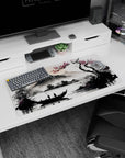 Calm harmony design on 32x16 desk mat brings Serenity Blossom's peaceful aesthetic to life vividly
