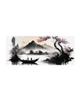 Streamlined Serenity Blossom desk mat 28x12 featuring misty mountains for bold yet calming workspace flair