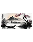 Serenity Blossom desk mat 32x16 featuring tranquil waters for gaming or workspace energy with graceful flair