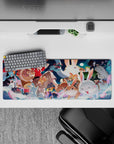 Delightful 32x12 mouse pad features Straw Hats' festival joy with cute bunnies for anime enthusiasts