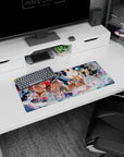 Dynamic Straw Hat Pirates artwork on 28x12 mouse pad perfect for celebrating playful anime traditions