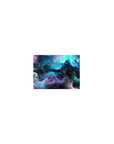 Classic 14x10 inches mouse pad featuring swirling celestial nebula patterns in vibrant blues, purples, and greens, perfect for transforming your desk with cosmic beauty.
