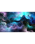 Desk pad featuring swirling clouds of vibrant blues, purples, and greens in the Celestial Nebula Dream design, 40x20 inches, perfect for transforming your workspace into a galactic realm.