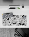 28x12 inches mouse pad with Luffy's Gear 5 transformation from One Piece, capturing chaotic energy and power in a bold black-and-white design.