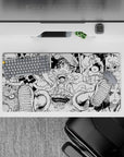 32x16 inches mouse pad with Luffy's Gear 5 transformation from One Piece, exuding playfulness and power in a bold, black-and-white design.