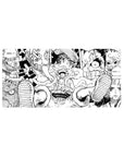 Mouse pad featuring Luffy's Gear 5 transformation from One Piece, 32x16 inches, with chaotic yet powerful black-and-white imagery.